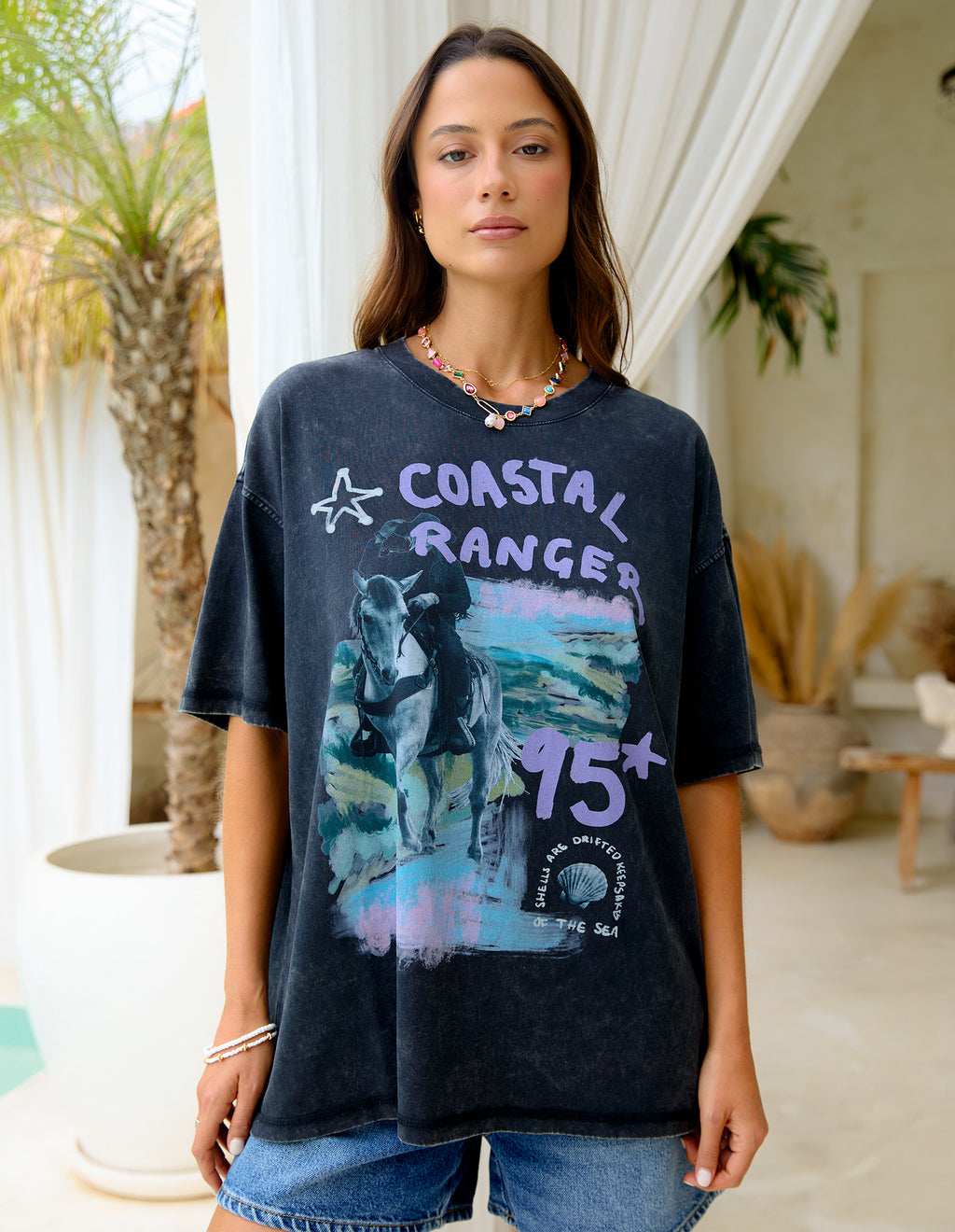black cotton coastal ranger tee by foxwood is a oversized top