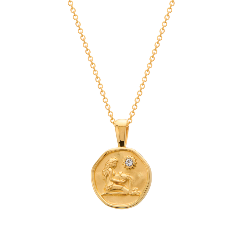 Murkani Aquarius Necklace - Zodiac series - Gold front view