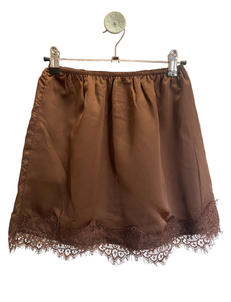 Billie Lace Slip Skirt - Chocolate