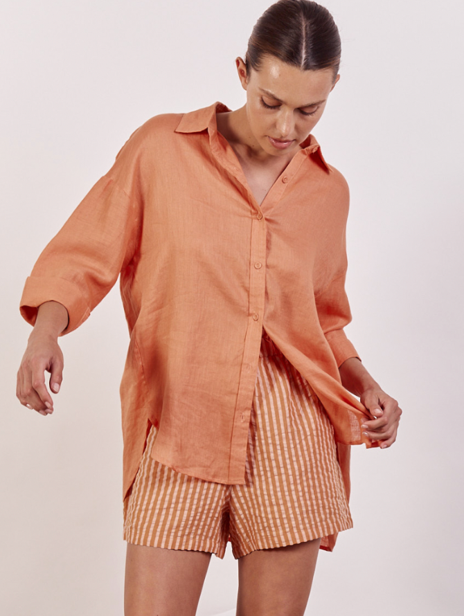 lola shorts in orange stripe by little lies