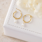 fine 18 karat gold vermeil hoop pearl earrings by midsummer star