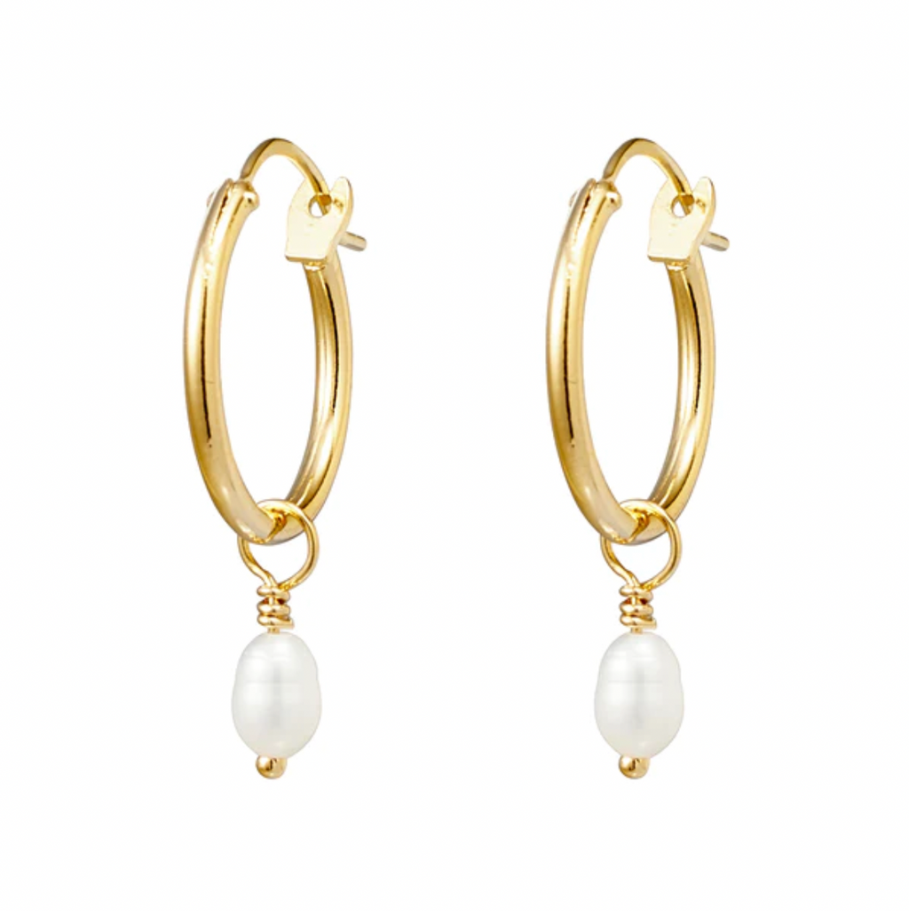 fine 18 karat gold vermeil hoop pearl earrings by midsummer star