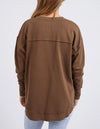 delilah crew by foxwood is a chocolate brown pull on cotton sweater