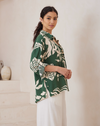 Fleur shirt by iris maxi is a green and cream print button up collared relaxed fit shirt