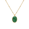 Green Onyx Pendant Necklace in 18 karat gold plate by Murkani