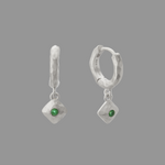 Murkani Green Onyx Huggies - silver earrings