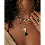Murkani's Green Onyx Pendant Necklace - Silver