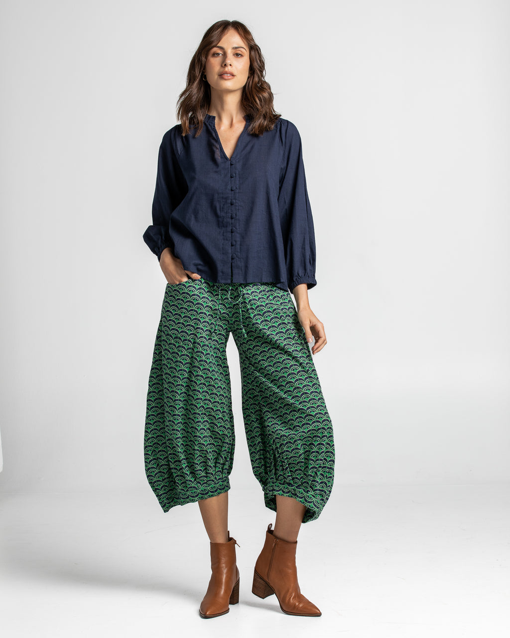 guru pants by boom shankar a baggy cotton boho block printed oull on pants in fresco green