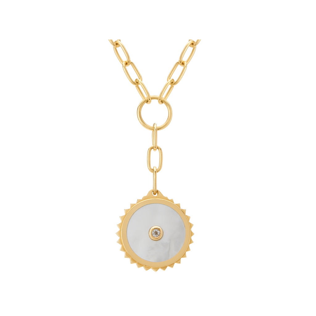 18 Karat yellow gold plated necklace with mother of pearl by murkani