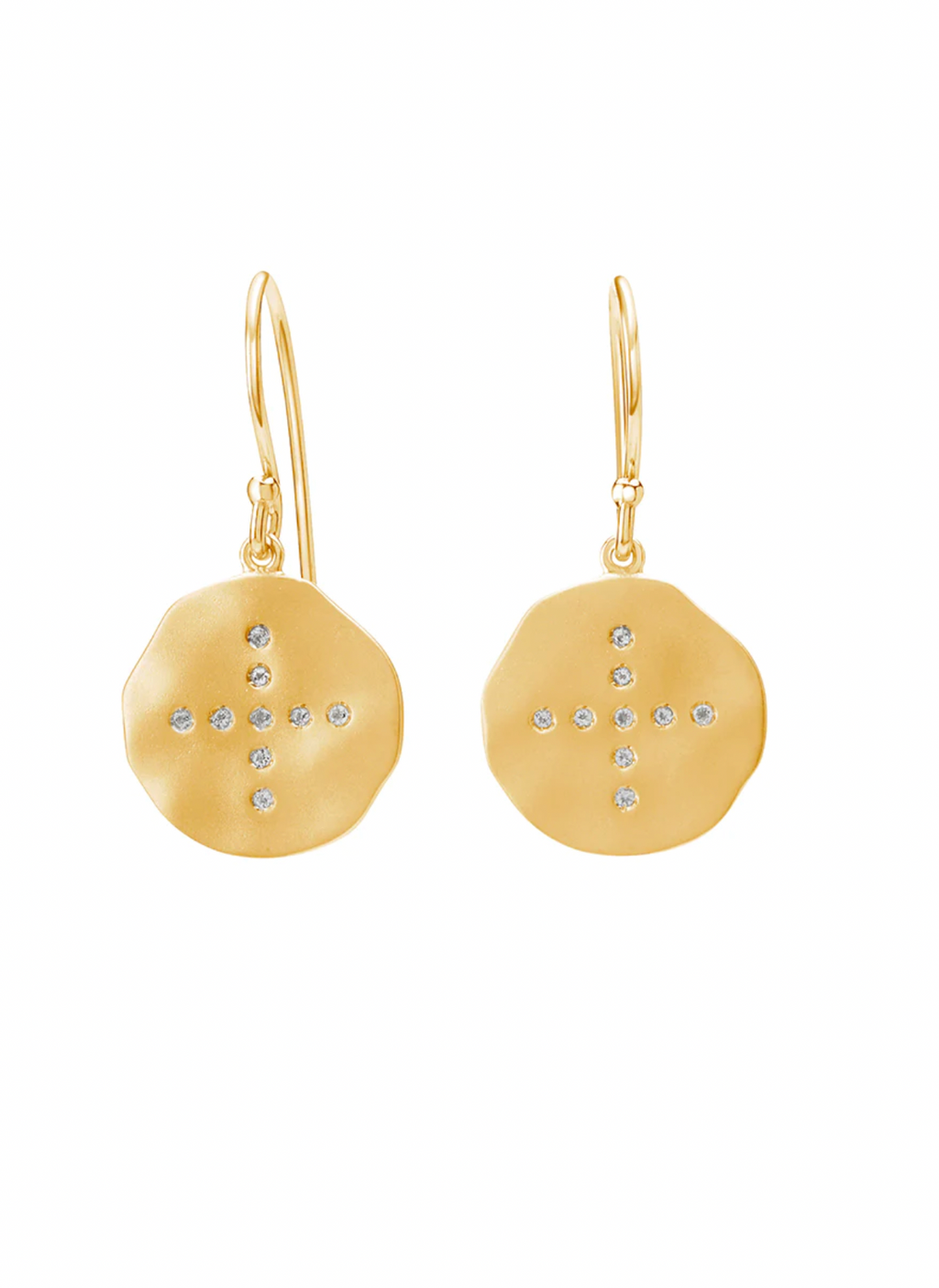 18 Karat yellow gold plated earrings with semi precious stone white topaz by murkani