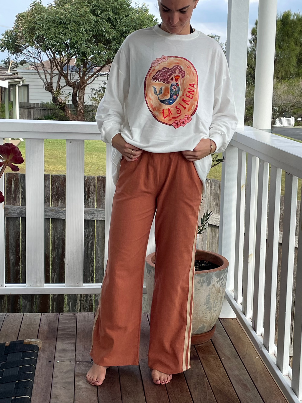 la sirena mermaid racer stripe pants by frankie in amber