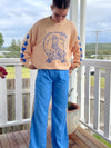 blue and beige racer stripe cotton pants by frankie