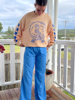 blue and beige racer stripe cotton pants by frankie