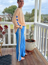 blue and beige racer stripe cotton pants by frankie