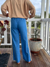 blue and beige racer stripe cotton pants by frankie