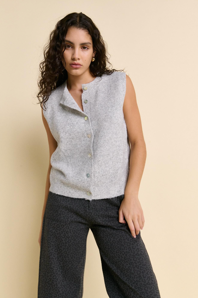 laguna button up knit vest by little lies
