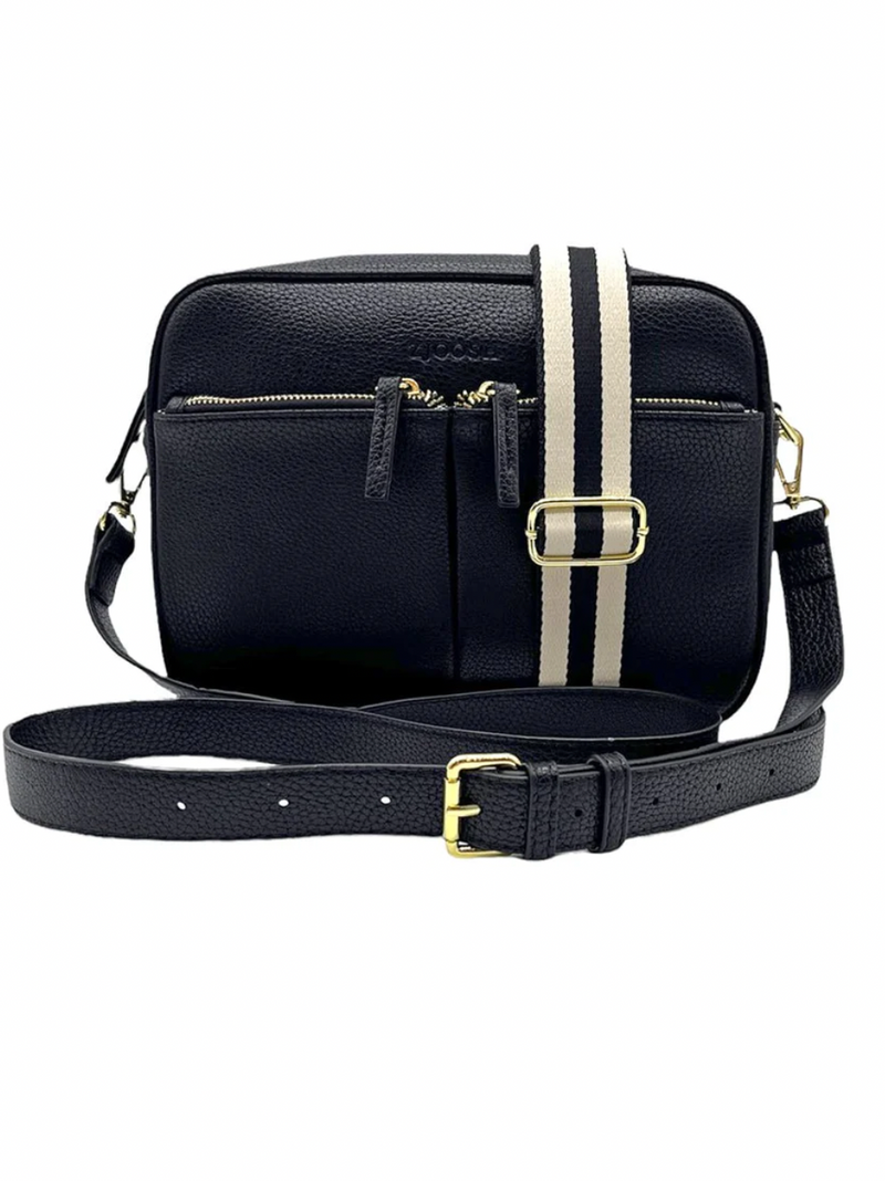 leah cross body bag by zjoosh is a vegan bag with adjustable straps in black