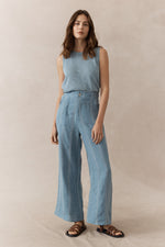 Stripe jude linen pants in blue and white by little lies
