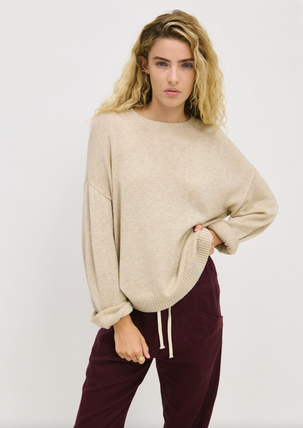 linen luxe pants by little lies in port marron tone