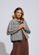 ldandco milano cotton blend cardigan in pewter