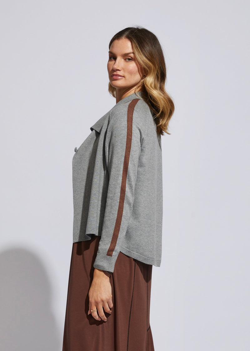 ldandco milano cotton blend cardigan in pewter