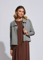 ldandco milano cotton blend cardigan in pewter