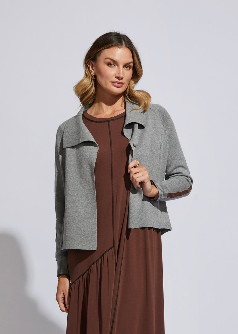 ldandco milano cotton blend cardigan in pewter