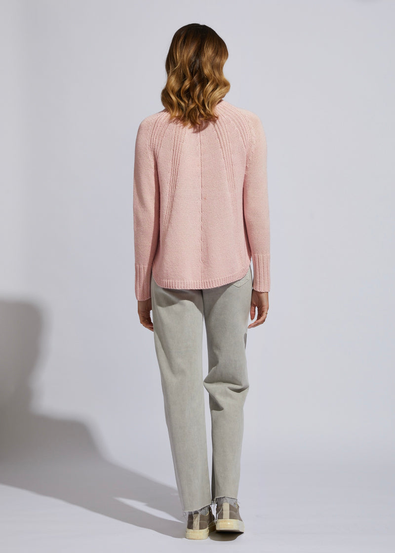 mouline knit by ld and co is a cotton blend knitted jumper in pink lemonade