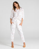 the pari shirt by boom shankar is a super silky soft cotton button up collared blouse with a small aztec print