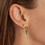 Midsummer Star's Pyramidal Green Onyx Huggie earrings 