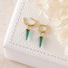 Midsummer Star's Pyramidal Green Onyx Huggie earrings 