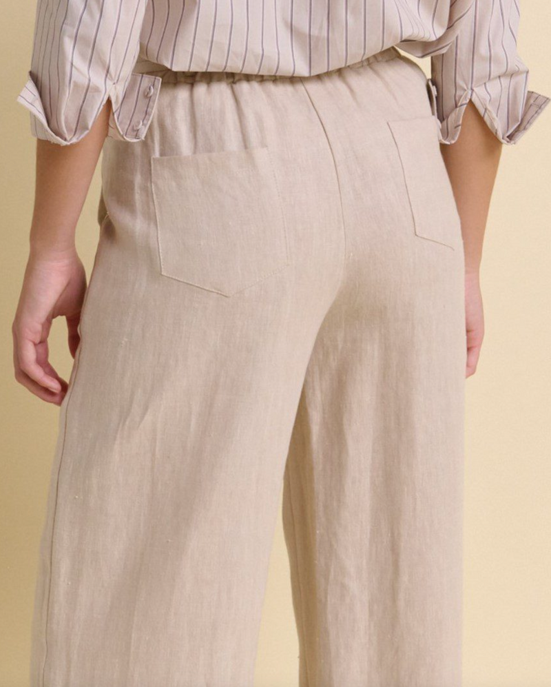 remy pants in a natural linen with pockets by little lies 