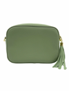 Ruby sports crossbody vegan leather bag by zjoosh in pistachio green with contratsting adjustable straps