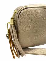 Ruby sports crossbody vegan leather bag by zjoosh in bronze with contratsting adjustable straps