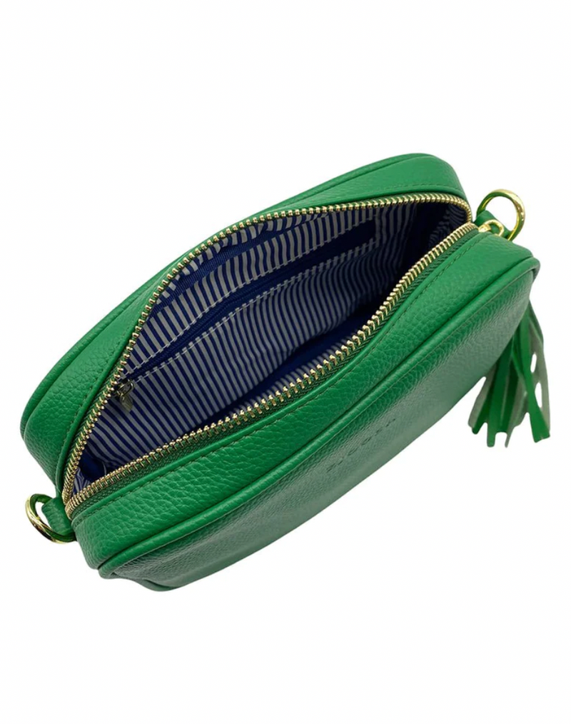 Ruby sports crossbody vegan leather bag by zjoosh in green with contratsting adjustable straps