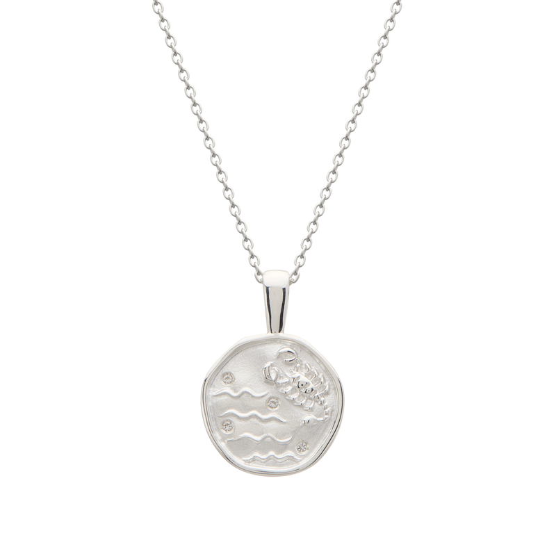 Murkani Scorpio Necklace - Zodiac series - Silver front view