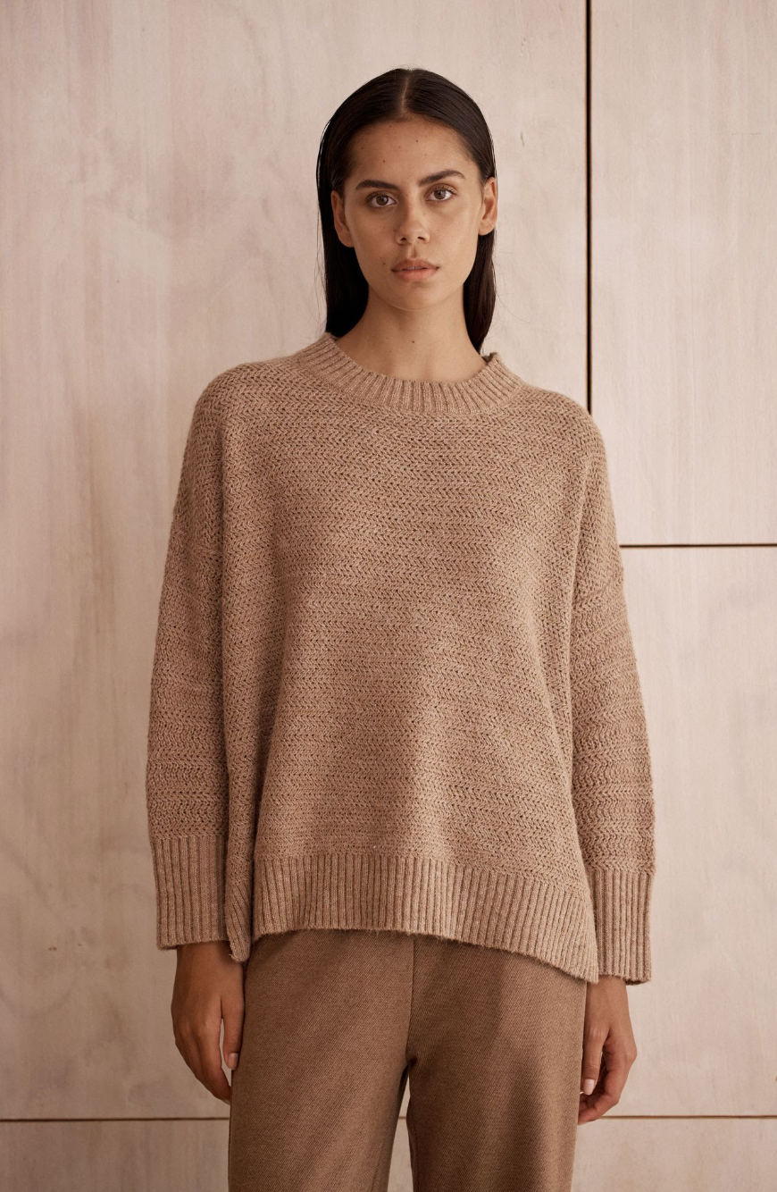 sam knit by little lies is a cotton wool blend relaxed fit jumper