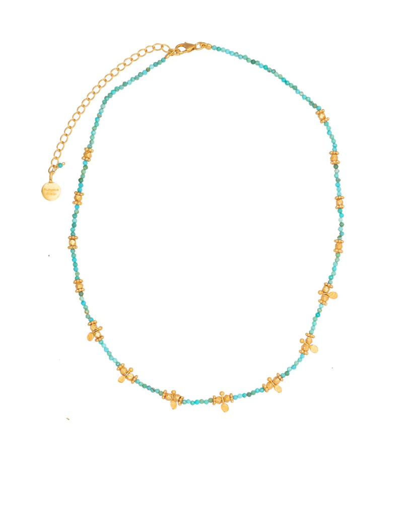 22 karat gold plate turquoise necklace by ruby teva