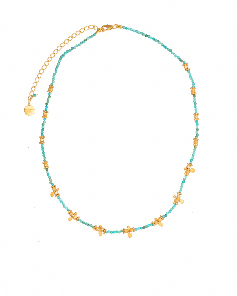 22 karat gold plate turquoise necklace by ruby teva