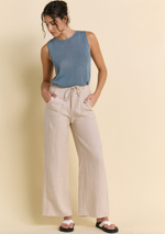 remy pants in a natural linen with pockets by little lies 