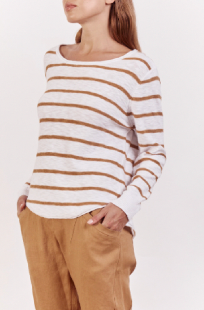 the nellie stripe top by little lies is a cotton relaxed everyday pull on top