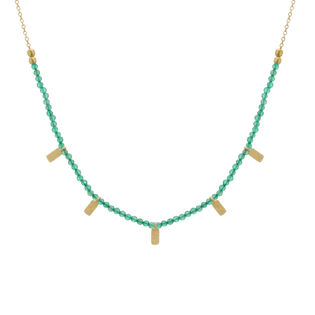 Green onyx choker necklace in gold