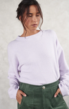 weekend sweater by little lies is a super soft knitted jumper with a crew neck and a relaxed oversized fit in lilac