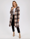 the westward coat by foxwood is a wool blend check plaid longline jacket