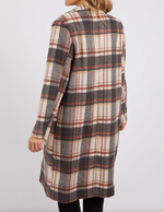 the westward coat by foxwood is a wool blend check plaid longline jacket