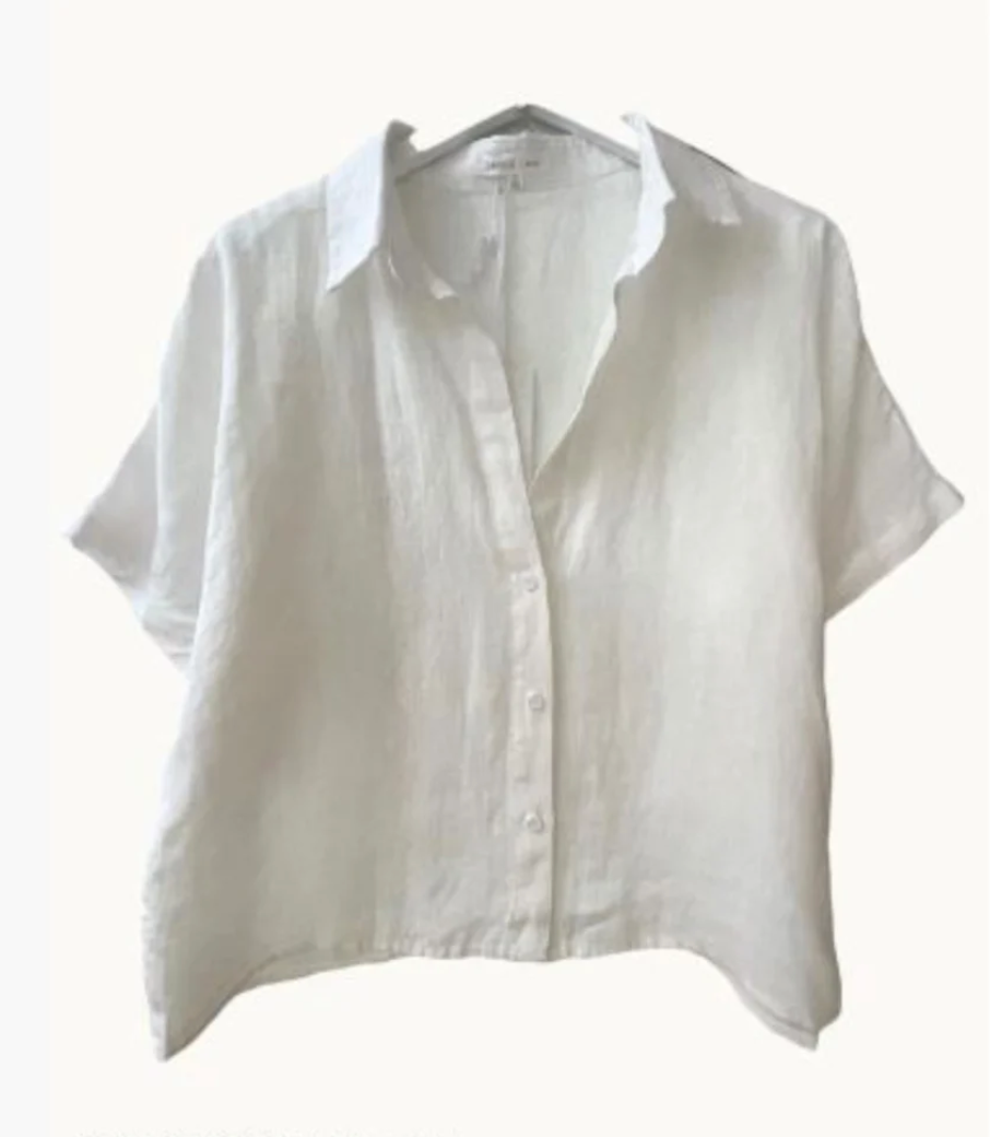 Little Lies bronte linen shirt and short set in white