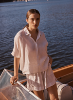 Little Lies bronte linen shirt and short set in white