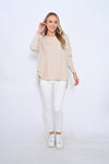 beige cotton blend pull on knitted jumper by cali and co online at Jipsi Cartel