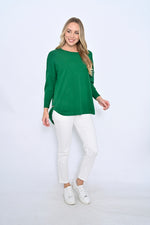 emerald green cotton blend pull on knitted jumper by cali and co online at Jipsi Cartel