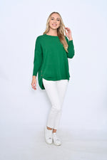 emerald green cotton blend pull on knitted jumper by cali and co online at Jipsi Cartel